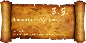 Bamberger Zágon névjegykártya